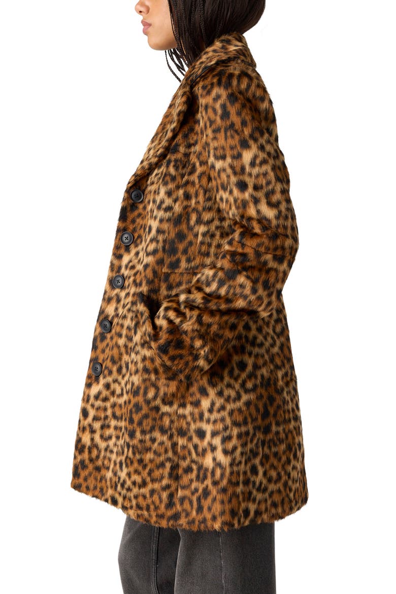Delancy Leopard Faux Fur Lady Coat, Alternate, color, LEOPARD