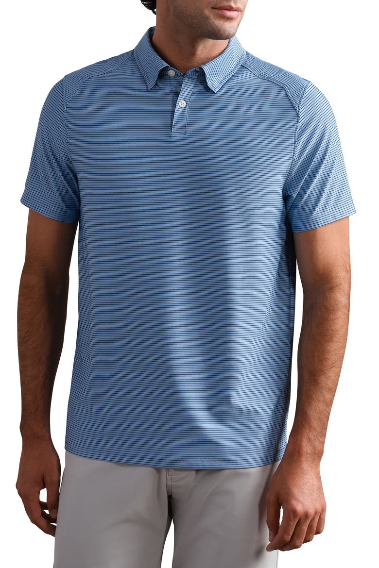 Commuter Stripe Performance Polo, Main, color, ARCTIC BLUE STRIPE
