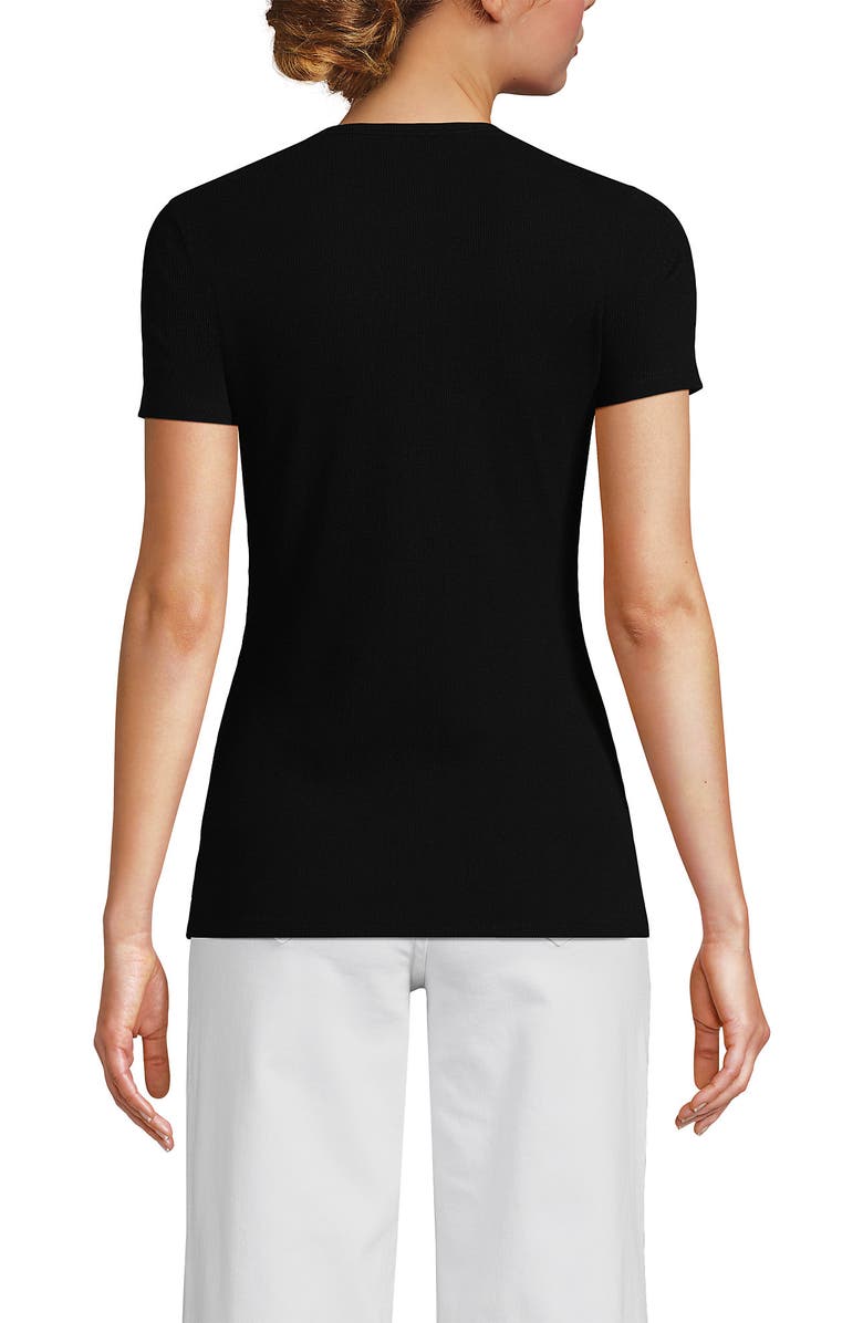 Lands' End Cotton Rib T-shirt, Alternate, color, Black
