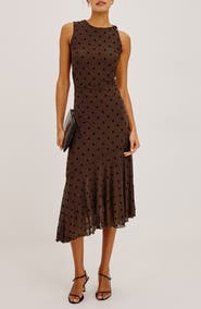 Rails Daija Polka Dot Sleeveless Asymmetric Midi Dress