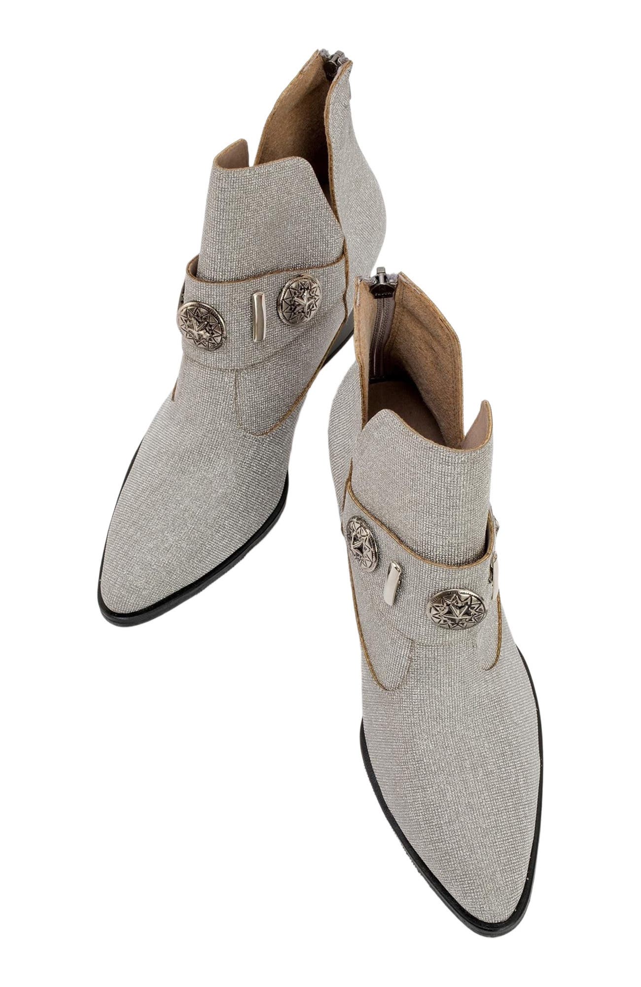Kenda Buckle Block Heel Boot, Alternate, color, Silver Glitter Faux Leather