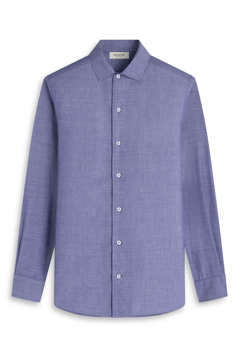 Axel Shaped Fit Cotton Blend Button-Up Shirt, Alternate, color, INDIGO