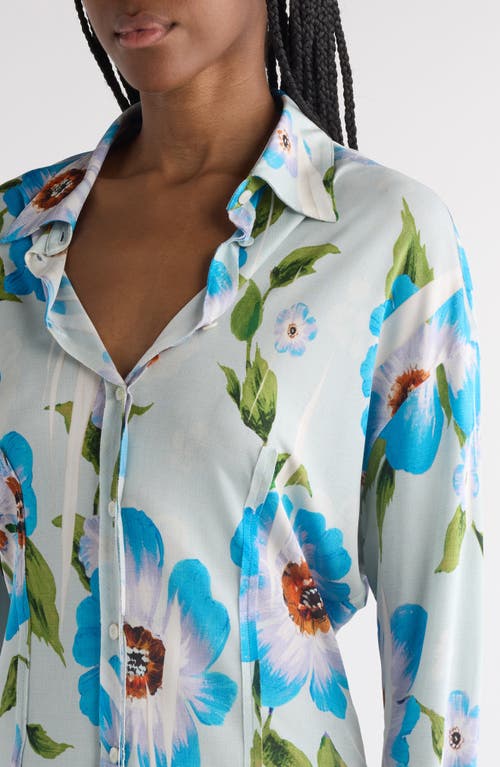 Acne Studios Suri Floral Print Button-up Shirt In Multi Blue