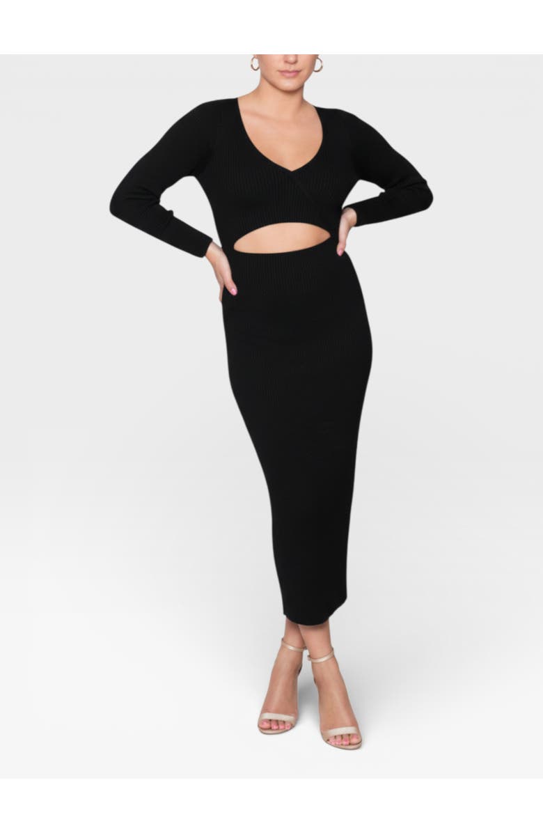 RACHEL Rachel Roy Coraline Wrap Top Midi Sweater Dress, Main, color, Black