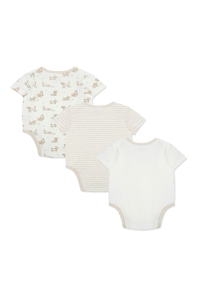 3-Pack Assorted Print Bodysuits, Alternate, color, TAN/ WHITE