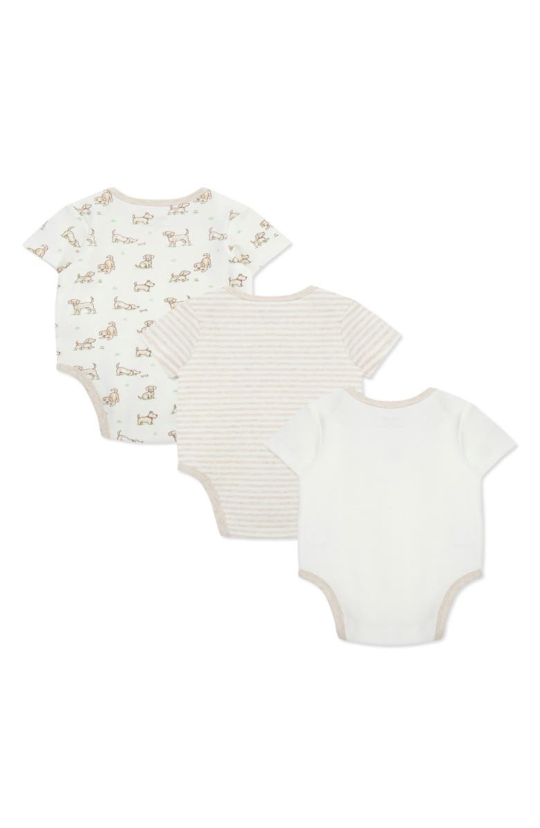 Little Me 3-Pack Assorted Print Bodysuits, Alternate, color, Tan/ White