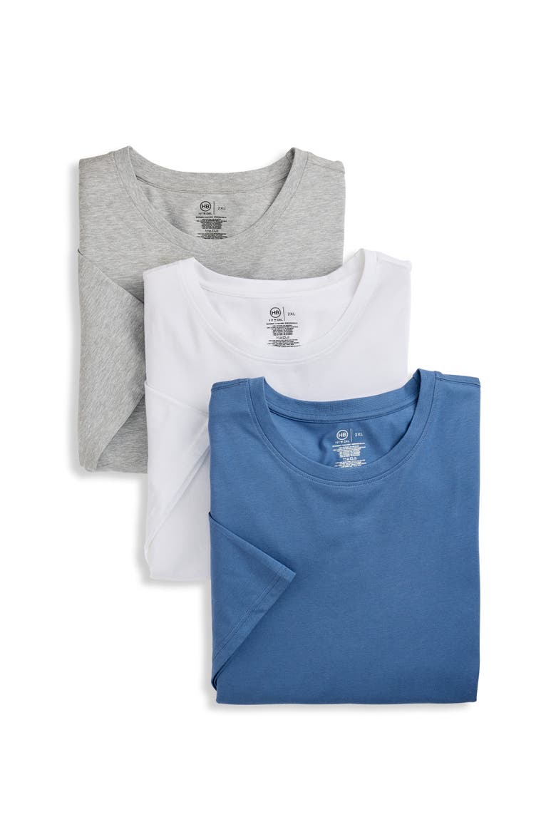 Big & Tall 3 pk Active Stretch Crewneck T-Shirts, Main, color, MOONLIGHT BLUE