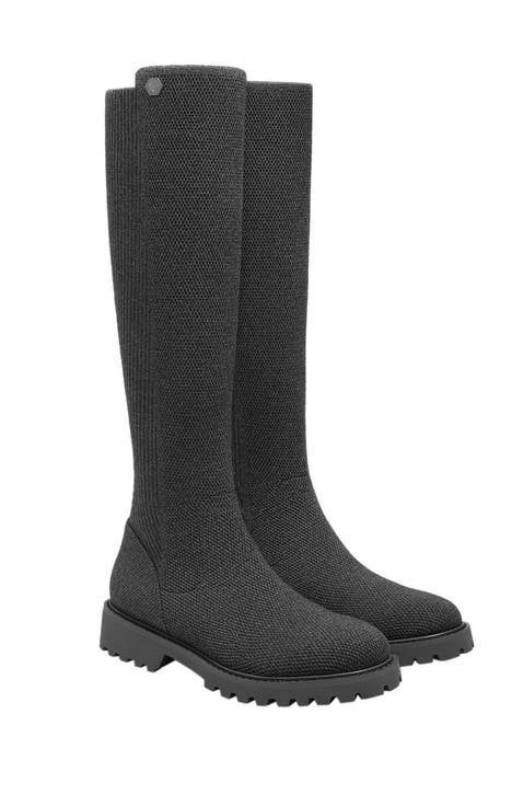 Round-Toe Stretchy Wool Knee-High Boots (Filipa)
