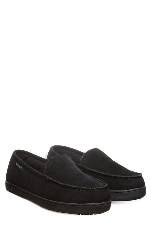 Bearpaw Brian Suede Faux Fur Wool Blend Lined Slipper In Black