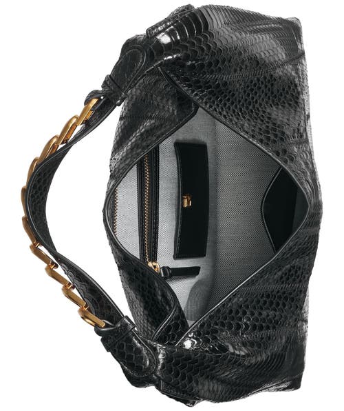 Donna Karan Bellmore Small Skipper Snake Shoulder Bag In Black/gold