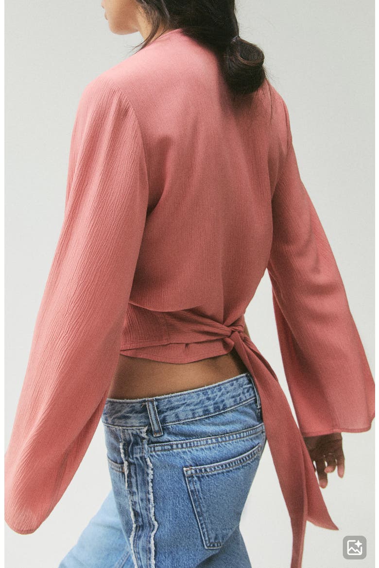 Long Sleeve Wrap Front Top, Alternate, color, PINK