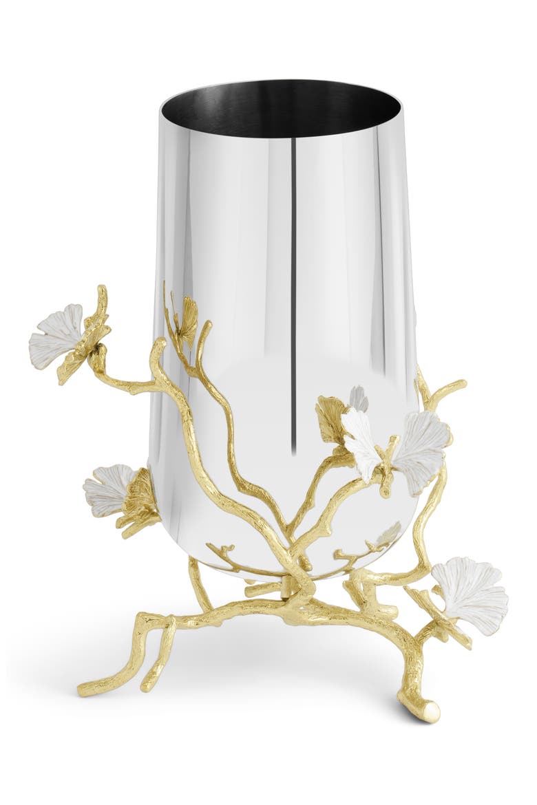Butterfly Ginkgo Medium Vase, Alternate, color, SILVER/ GOLD