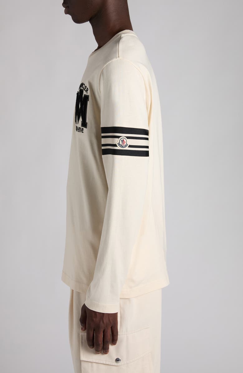 Moncler Logo Patch Long Sleeve T-Shirt, Alternate, color, Antique White