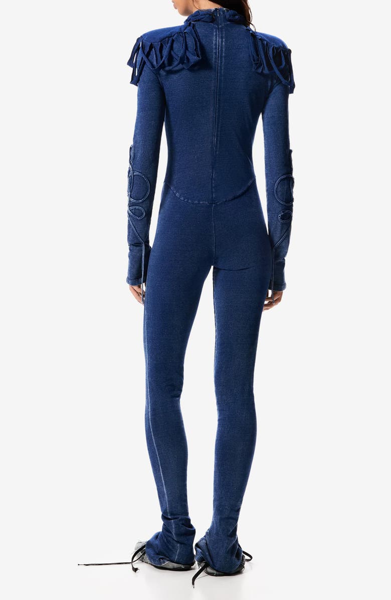 Desigual Texture Mock Neck Long Sleeve Jumpsuit, Alternate, color, Navy Blue