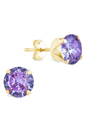 Sterling Forever Rainbow Cz Stud Earrings In Gold