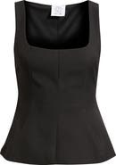 NIKKI LUND Maron Square Neck Sleeveless Peplum Top