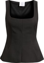 NIKKI LUND Maron Square Neck Sleeveless Peplum Top