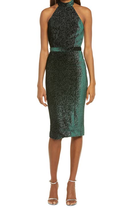 Diamate Velvet Halter Neck Dress