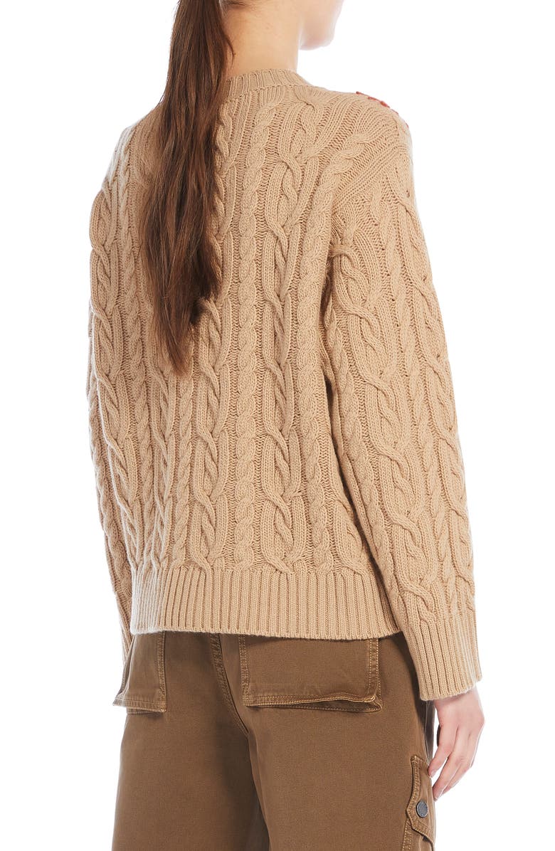 Weekend Max Mara Sasia Beaded Floral Detail Virgin Wool Blend Sweater, Alternate, color,