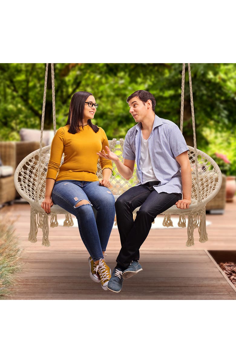 SORBUS Macramé Hanging Hammock Chair, Alternate, color,