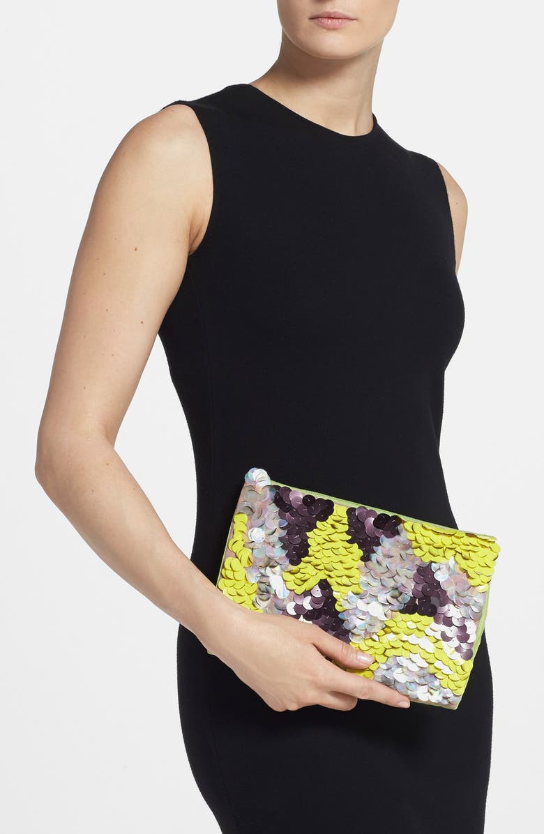 Berry Ombré Sequin Clutch, Alternate, color,