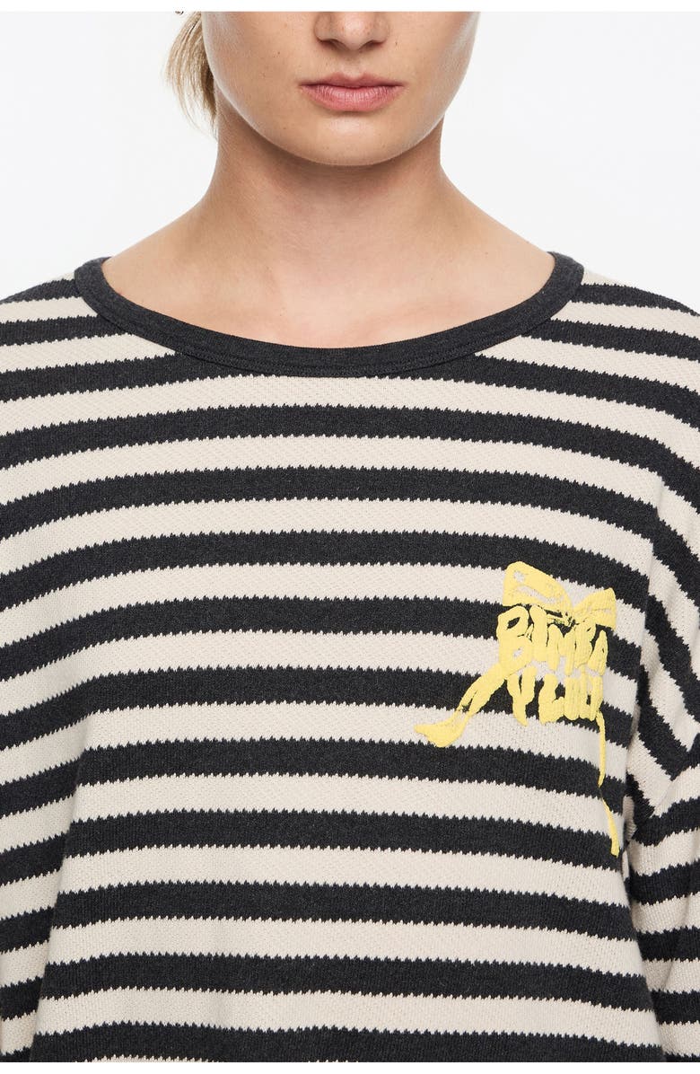 Bimba y Lola Striped Long Sleeve T-Shirt, Alternate, color, Black