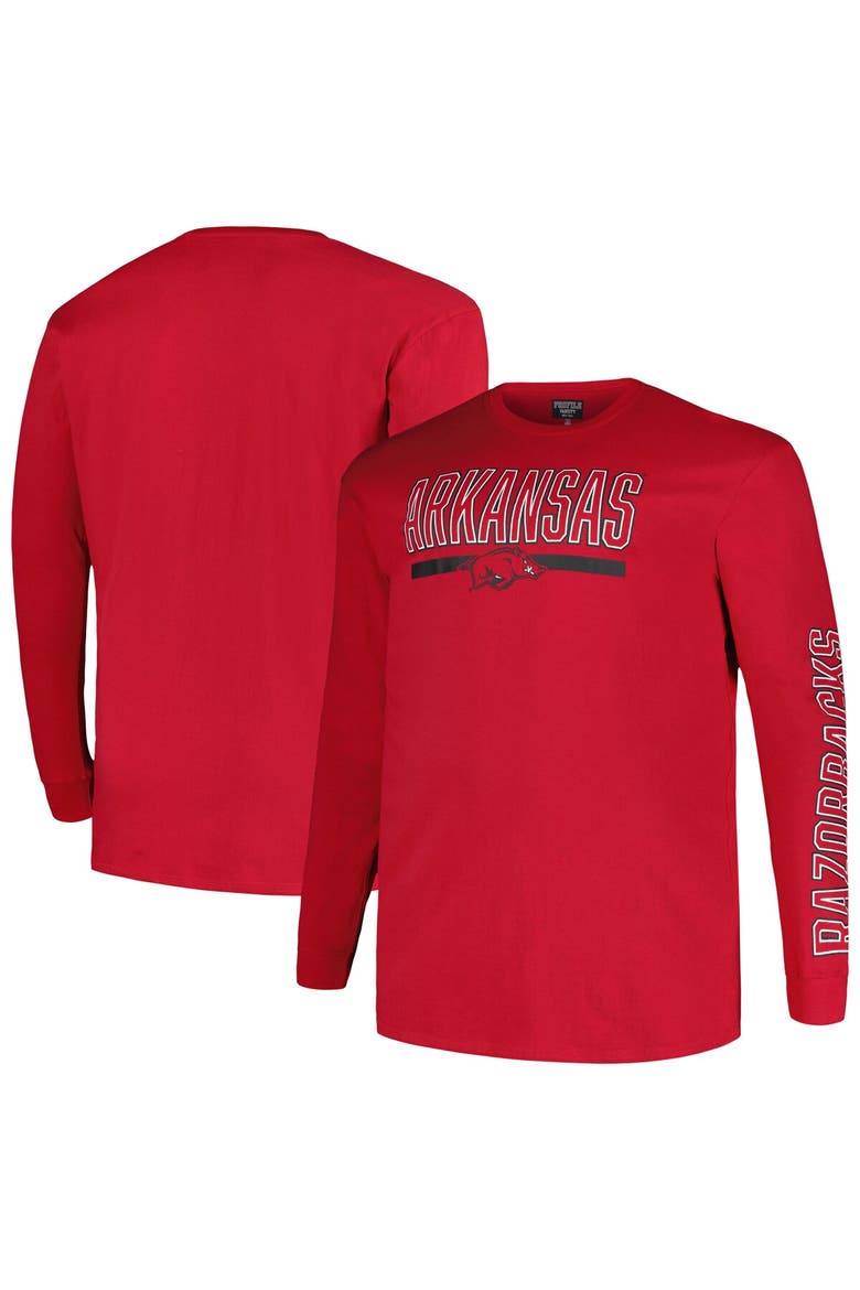 Men's Profile Cardinal Arkansas Razorbacks Big & Tall Two-Hit Graphic Long Sleeve T-Shirt, Alternate, color, Cardinal