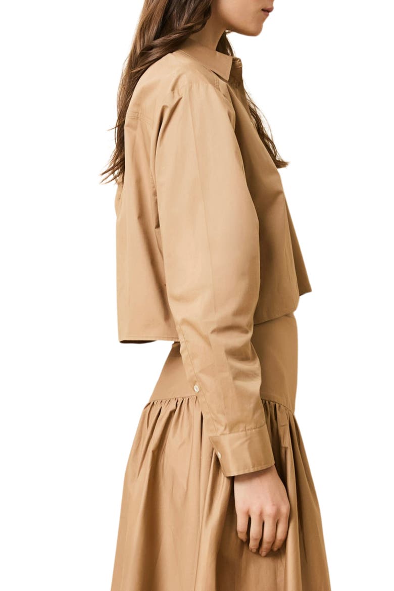 The Cropped Avril Button-Up Shirt, Alternate, color, CAMEL