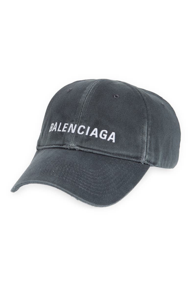Embroidered Logo Organic Cotton Baseball Cap, Main, color, DARK GREY/ WHITE