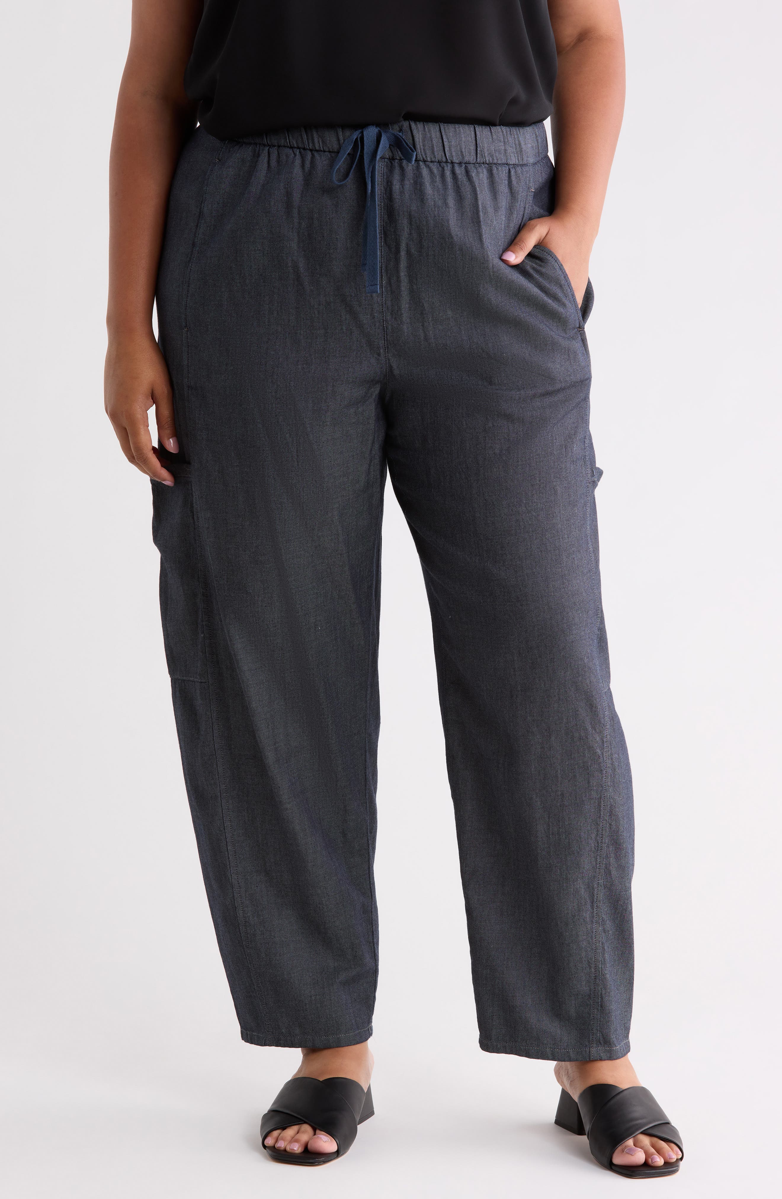 Eileen Fisher Organic Cotton Ankle Lantern Leg Cargo Pants