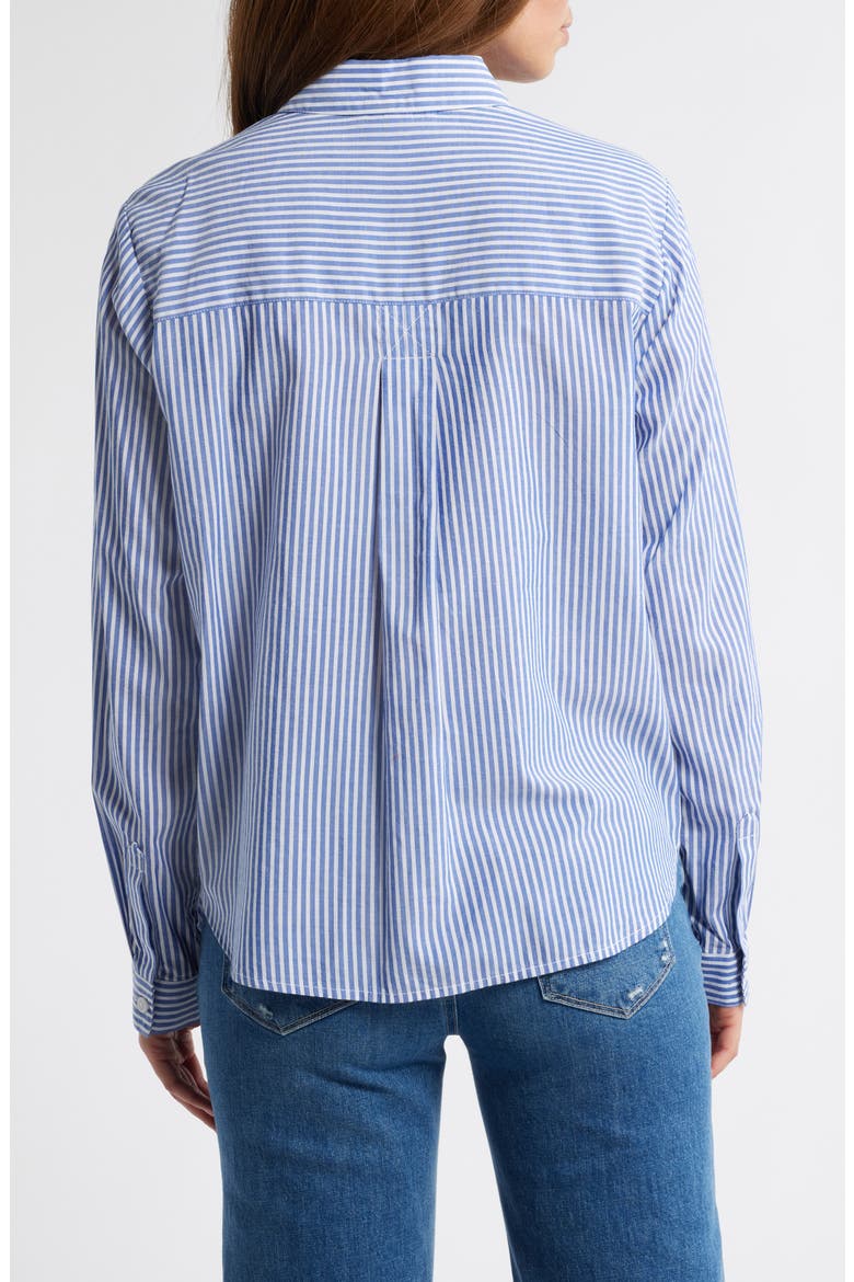 Candy Stripe Cotton Blend Button-Up Shirt, Alternate, color, DELL BLUE