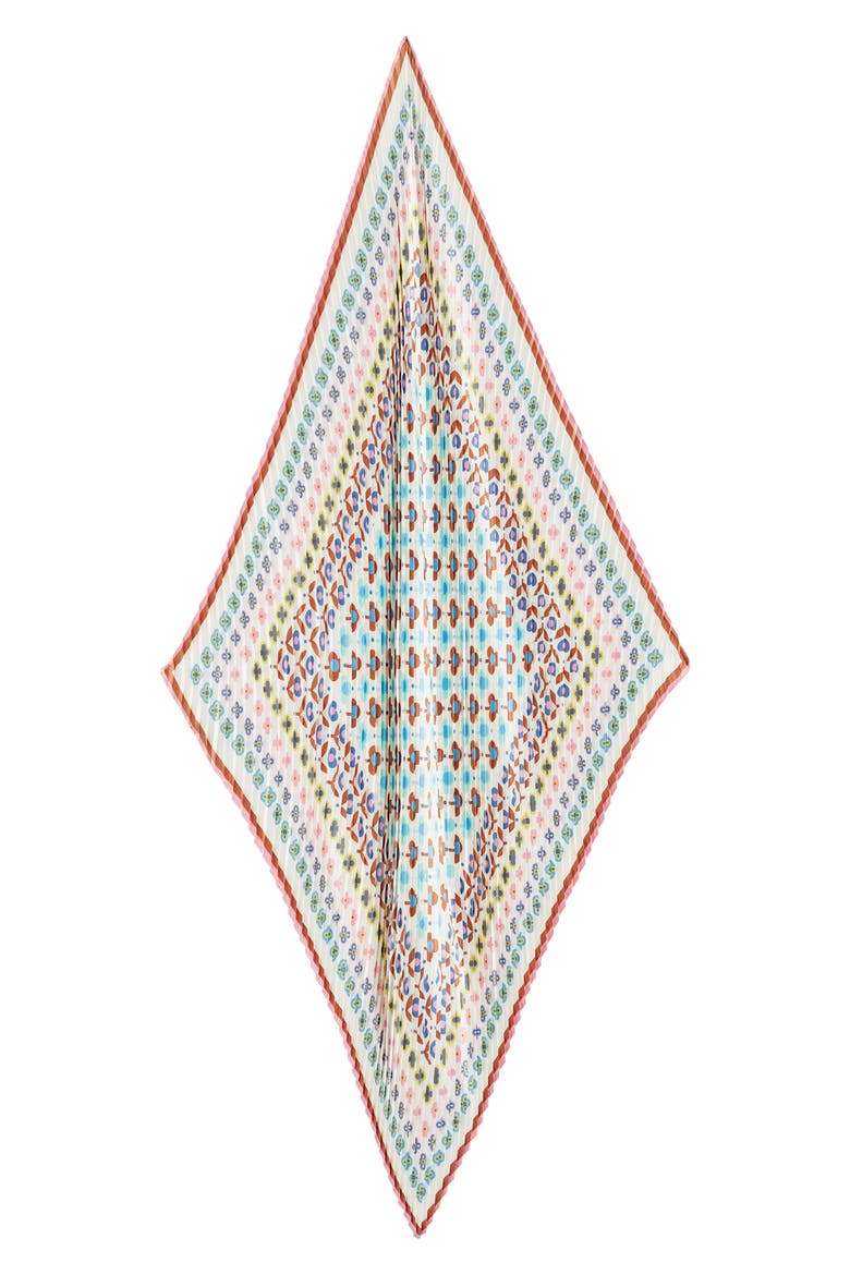 Clover Pleated Diamond Scarf, Alternate, color, WHITE MULTI