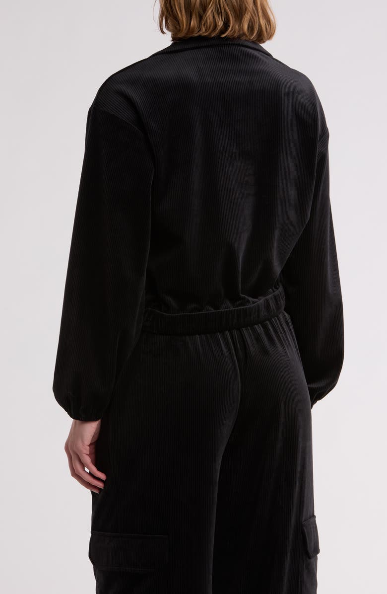 Gemma + Jane Long Sleeve Drawstring Waist Corduroy Top, Alternate, color, Black