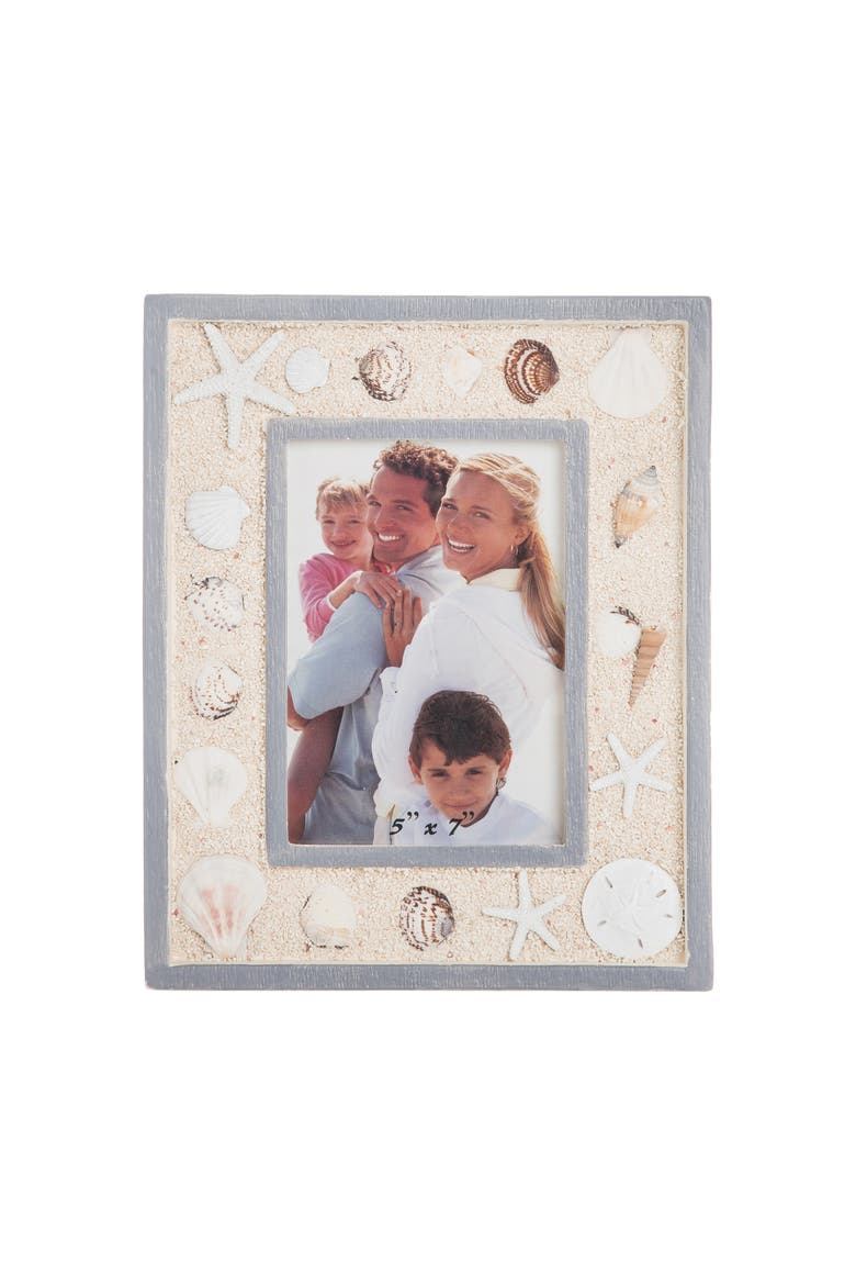 Large Shell & Sand 5X7 Photo Picture Frame, Main, color, Gray