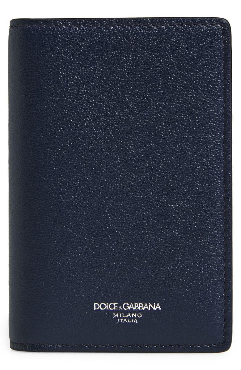 Dolce&Gabbana Vit.Cali Leather Card Holder, Main, color, 80658 Blue Scuro
