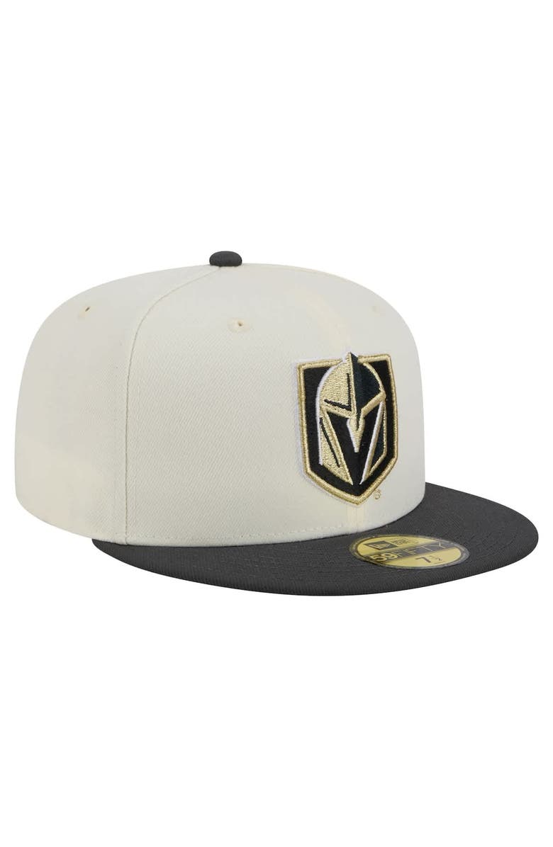 New Era Men's New Era White Vegas Golden Knights Chrome Two-Toned 59FIFTY Fitted Hat, Alternate, color, Cream