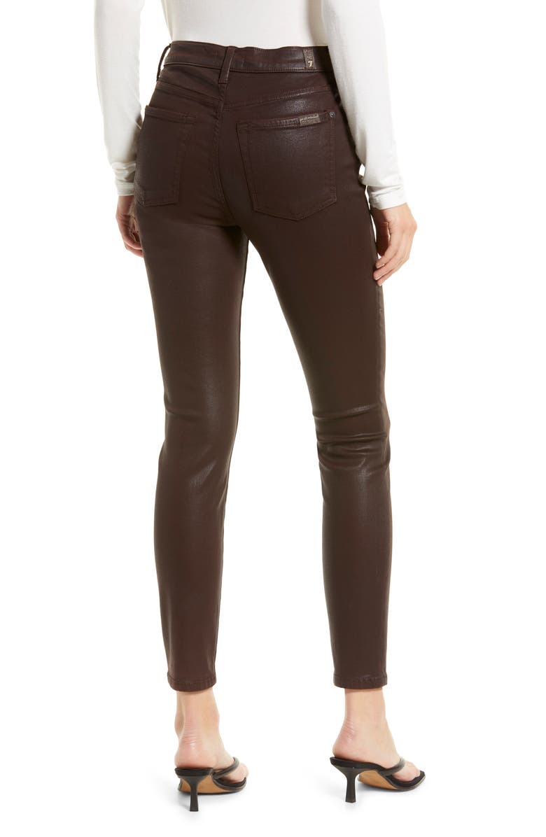 7 For All Mankind Coated High Waist Ankle Skinny Jeans, Alternate, color,