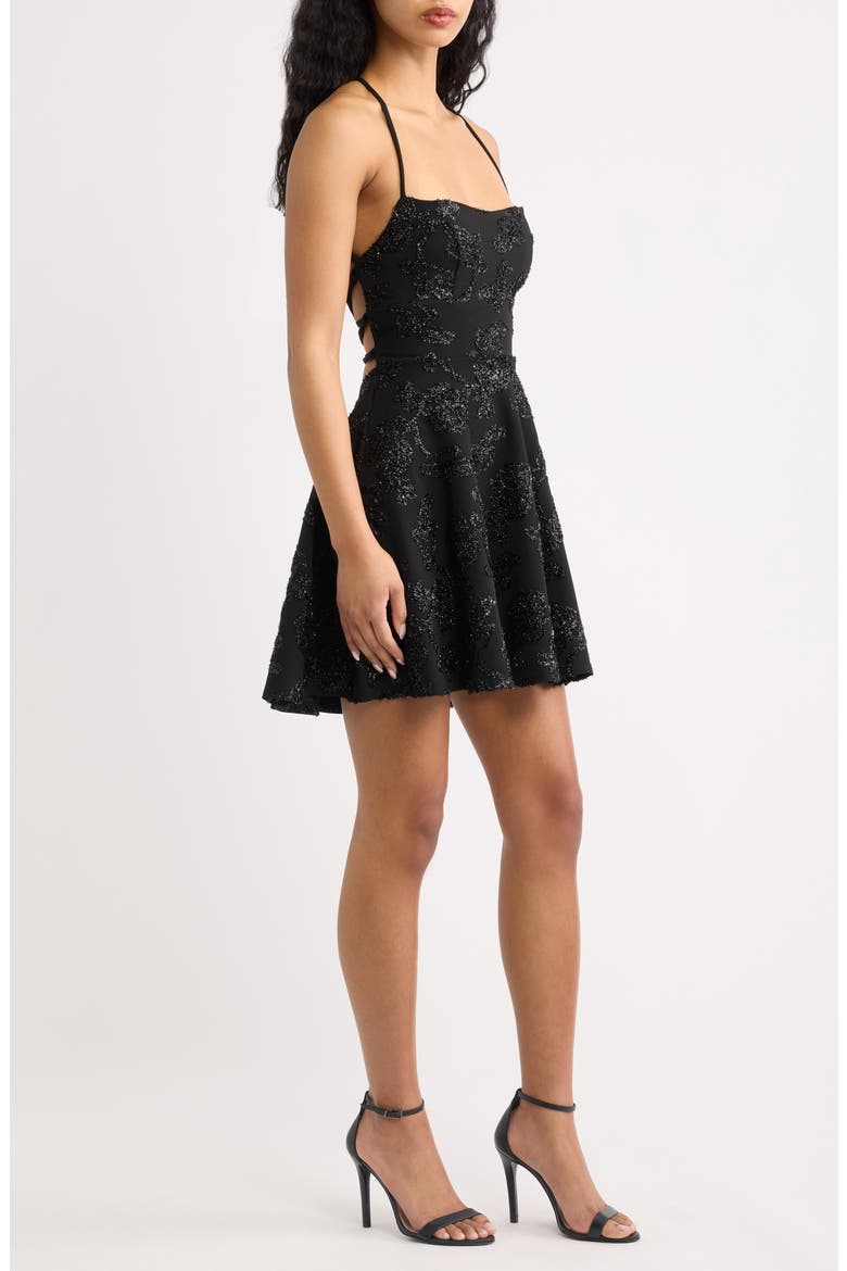 Embroidered Sequin Minidress, Alternate, color, BLACK