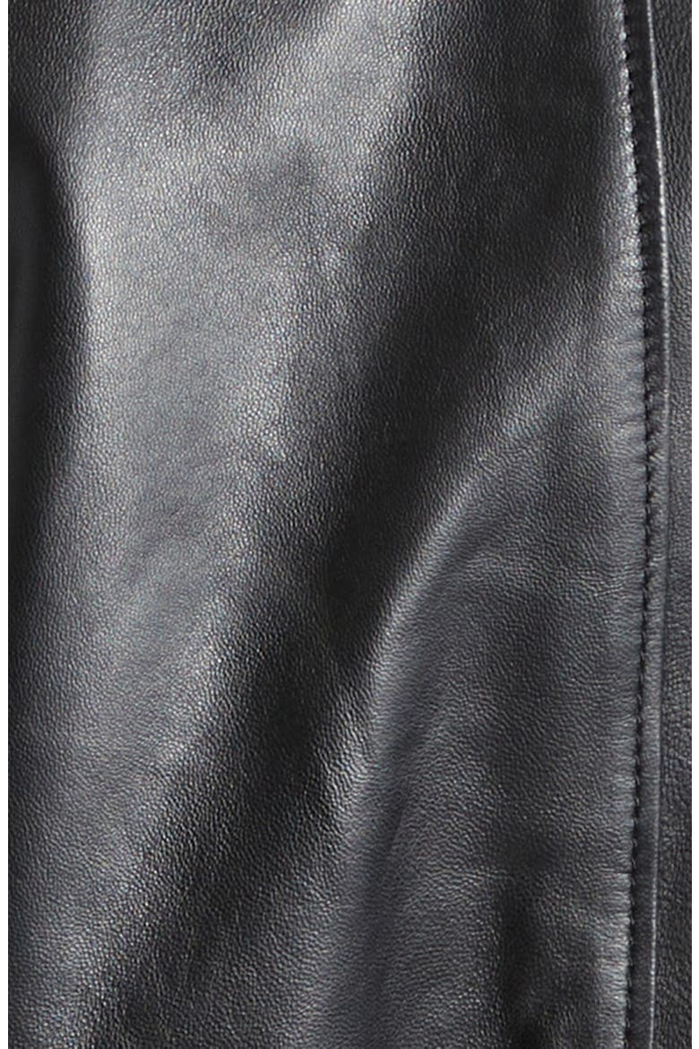 Blouson Leather Jacket, Alternate, color, BLACK