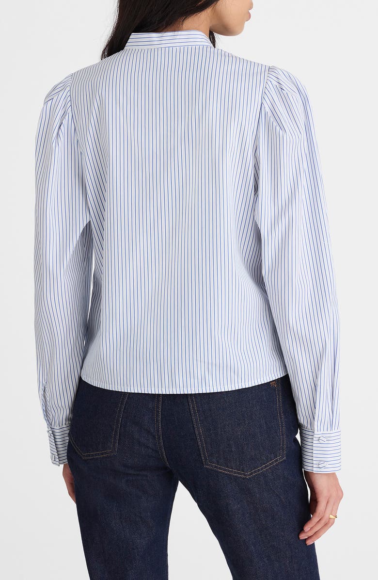 Paulina Stripe Cotton Poplin Band Collar Button-Up Shirt
