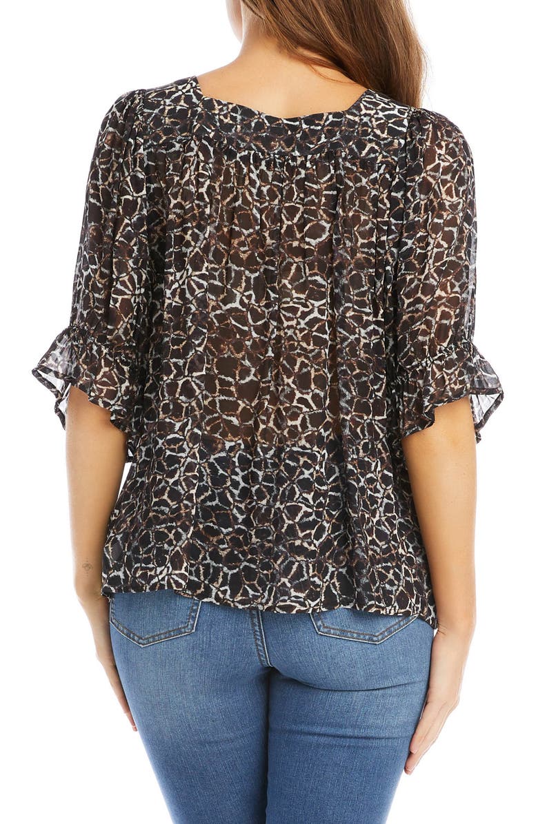 Karen Kane Geo Print Square Neck Chiffon Blouse, Alternate, color, Print