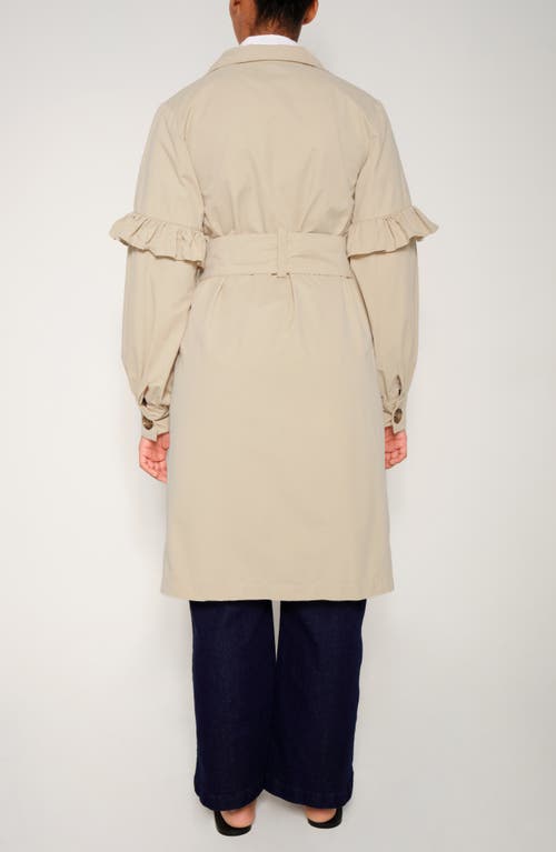 The Lulo Project Eagle Ruffle Detail Trench Coat In Neutral
