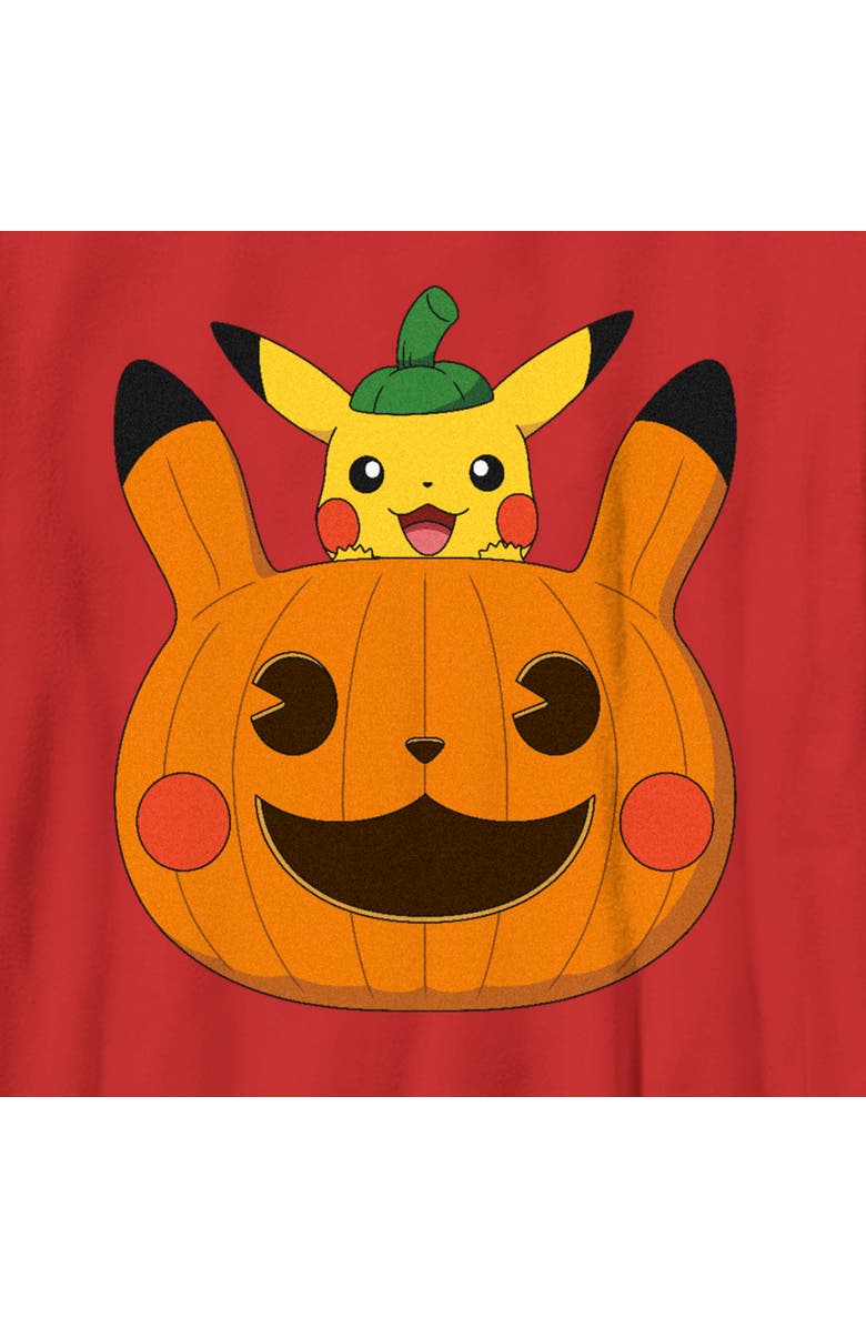 POKEMON Boy's Pokemon Halloween Pikachu Jack-O'-Lantern  Graphic T-Shirt, Alternate, color, Red