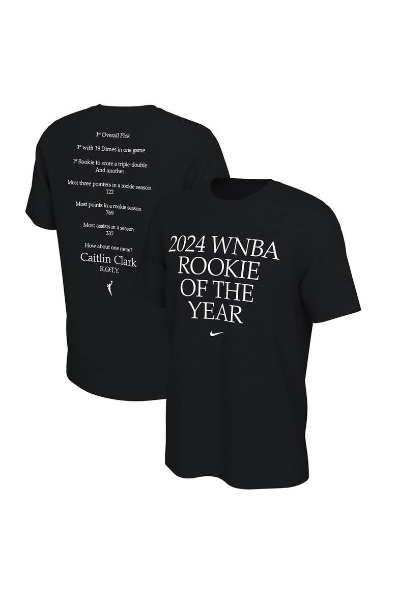 Unisex Nike Caitlin Clark Black Indiana Fever 2024 WNBA Rookie of the Year T-Shirt, Main, color, Black