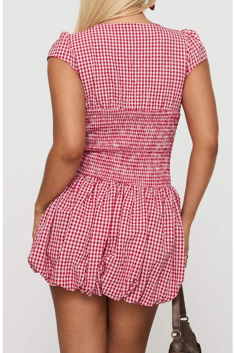 Ladybug Gingham Smocked Minidress, Alternate, color, RED