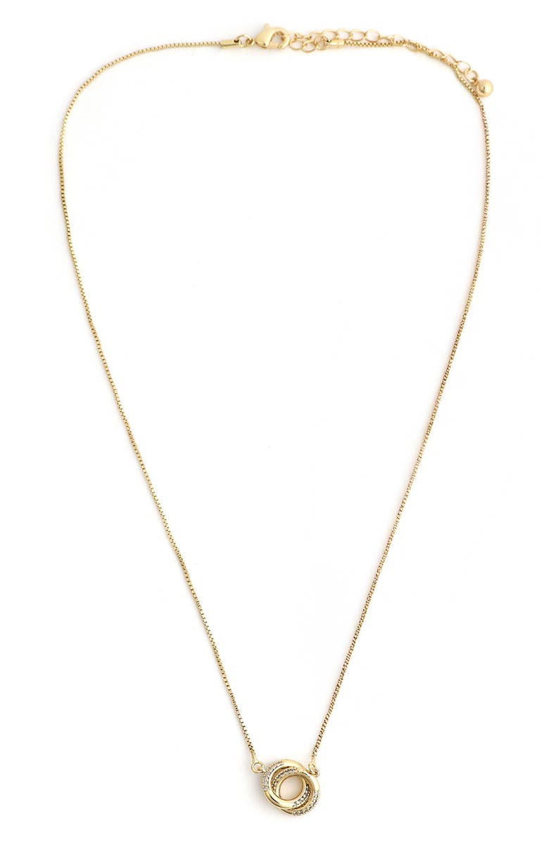 Panacea Pavé Cubic Zirconia Circle Link Pendant Necklace, Main, color, Gold