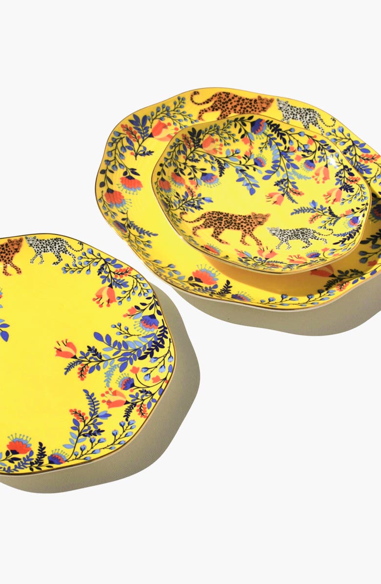 Jessie Zhao New York Amazon Rainforest Bone China Plates In Yellow, Set Of Three, Alternate, color, Yellow