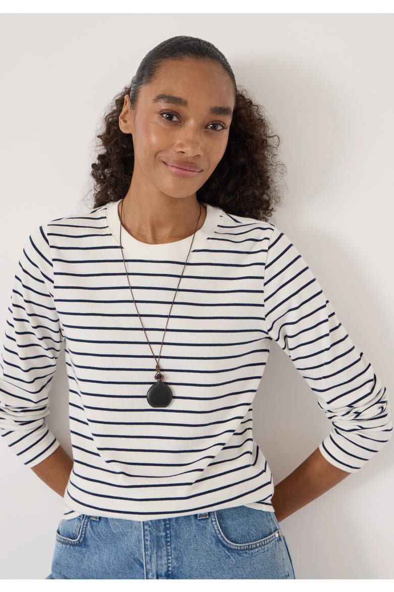 Mia Stripe Slim Long Sleeve Top, Alternate, color, Navy