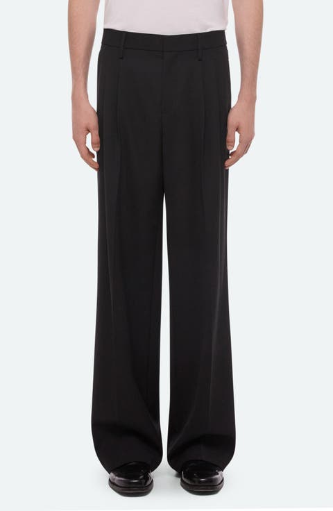 Double Pleated Wide Leg Wool Trousers
