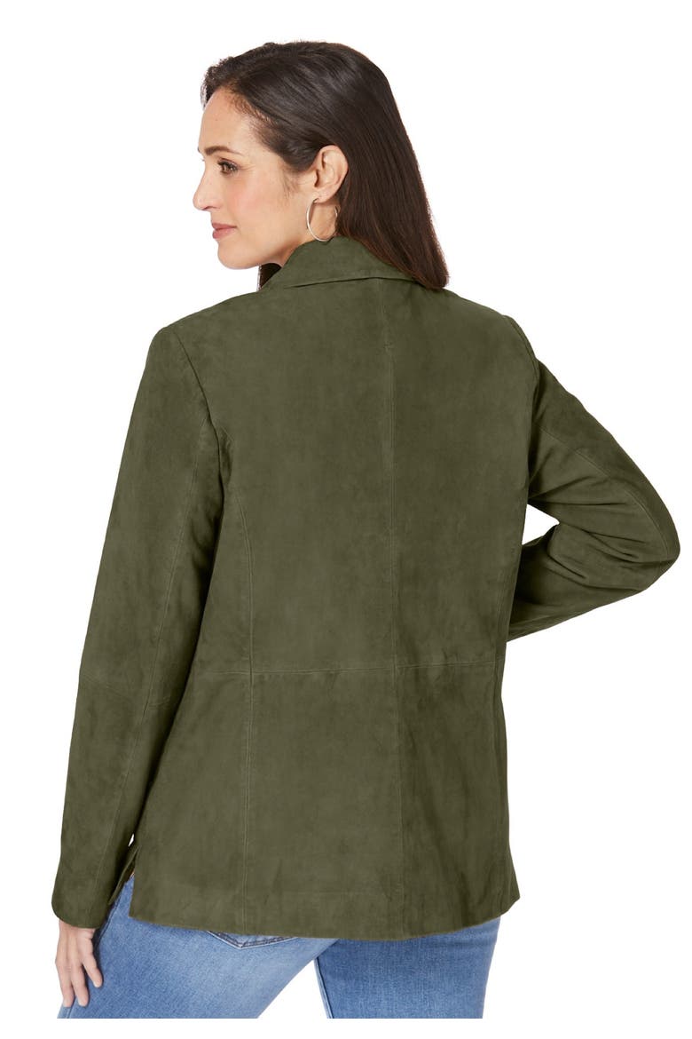 Suede Blazer, Alternate, color, DARK OLIVE GREEN